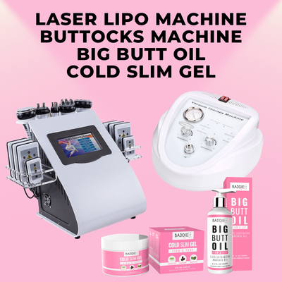 BUNDLE DEAL (Laser Lipo Cavitation and Buttocks Machine and Slim Gel and Big Butt Oil)